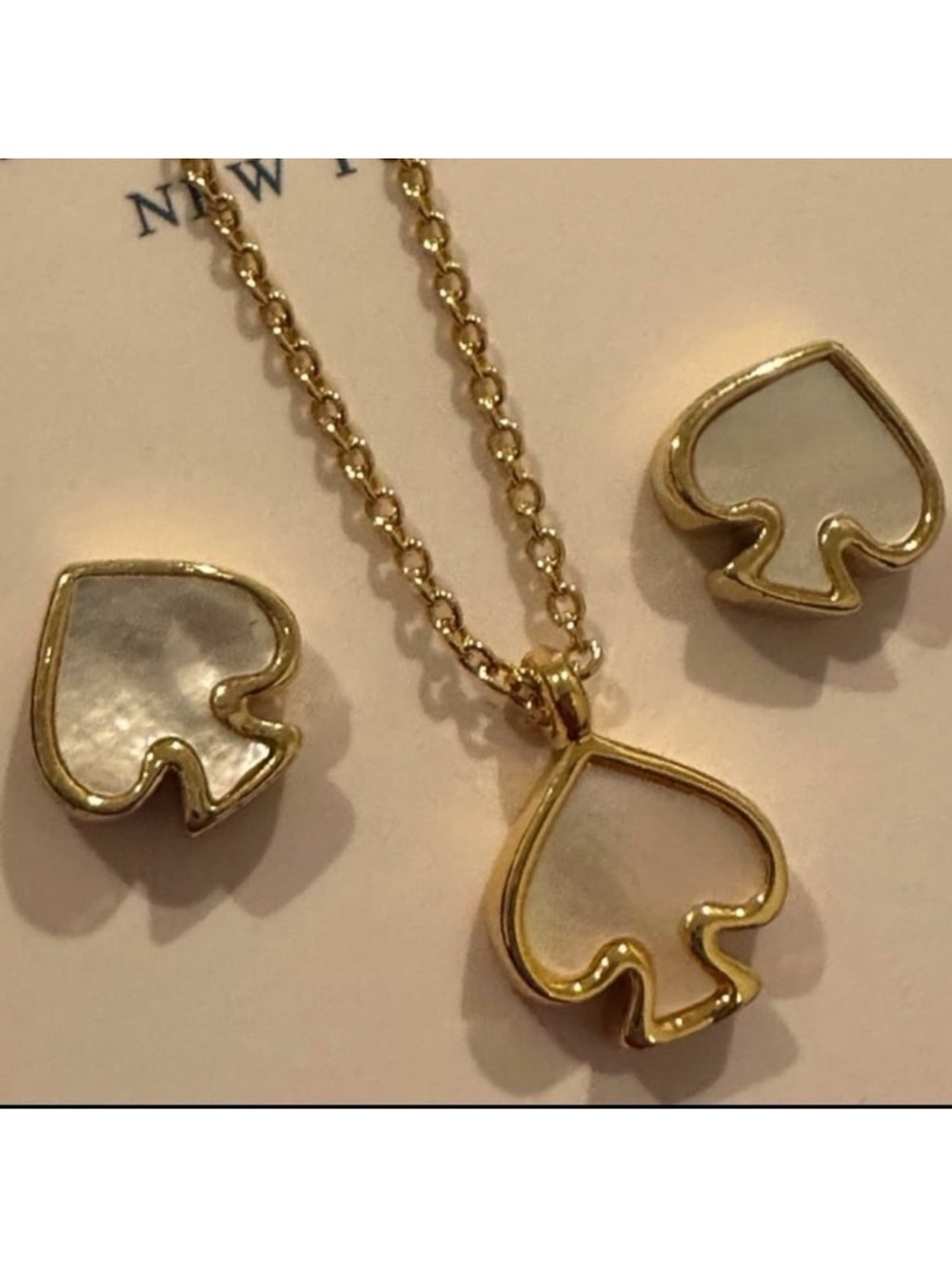 Kate Spade heart mother of pearl Necklace & earrings set - Picture 1 of 5